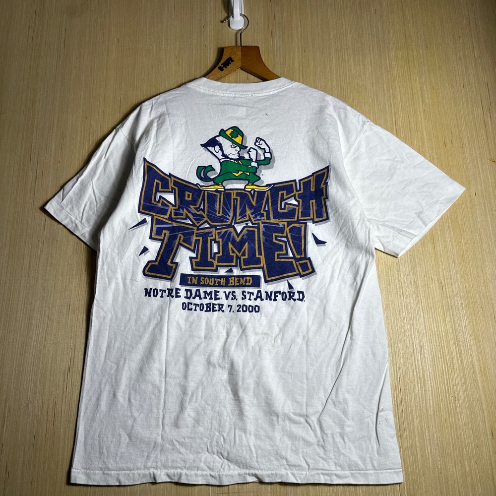 Vintage Notre Dame T Shirt Mens Large White Stanford Crunch Time South Bend